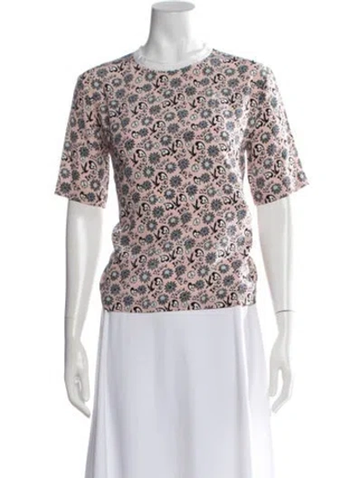 Pre-owned Sandro Silk Floral Print T-shirt In Pink
