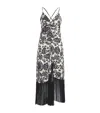 Sandro Silk Fringed Midi Dress In Beige