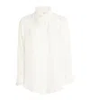 Sandro Silk Gathered-collar Shirt In Beige