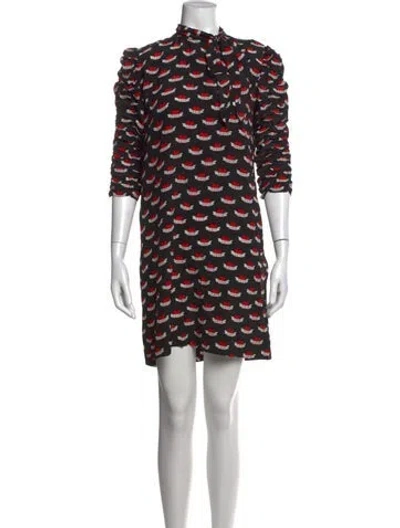 Pre-owned Sandro Silk Knee-length Dress In Black/red