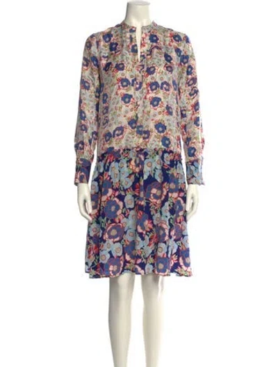 Pre-owned Sandro Silk Knee-length Dress In Blue