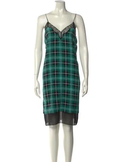 Pre-owned Sandro Silk Knee-length Dress In Green
