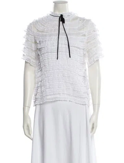 Pre-owned Sandro Silk Lace Pattern Blouse In Neutral