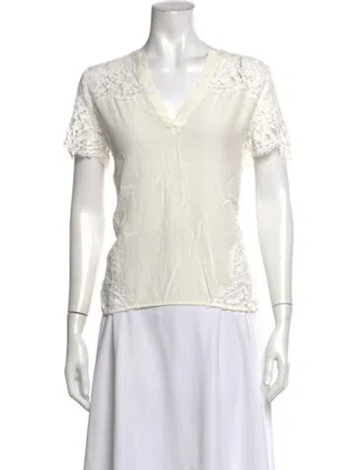 Pre-owned Sandro Silk Lace Pattern Blouse In Neutrals