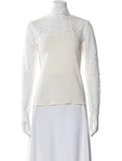 Pre-owned Sandro Silk Lace Pattern Top In Neutral