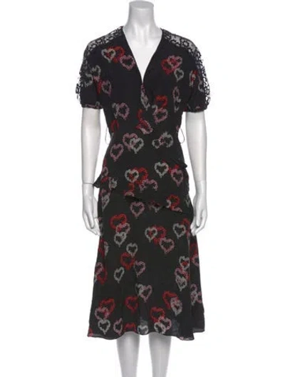 Pre-owned Sandro Silk Long Dress In Black