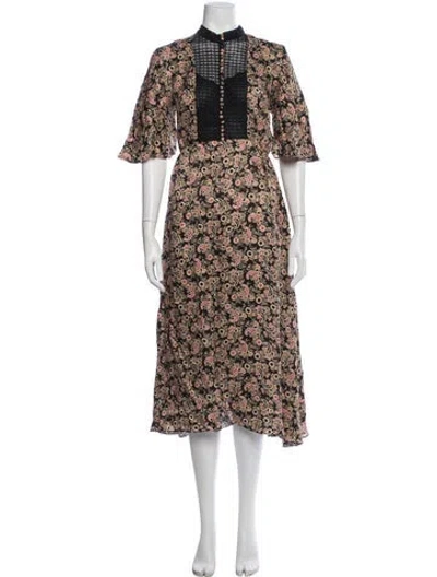 Pre-owned Sandro Silk Long Dress In Black