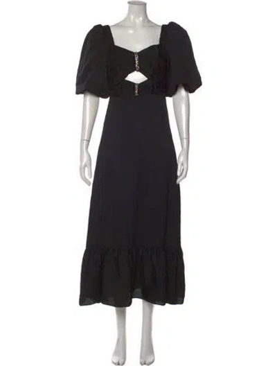 Pre-owned Sandro Silk Long Dress In Black