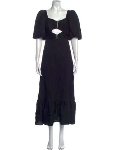 Pre-owned Sandro Silk Long Dress In Black
