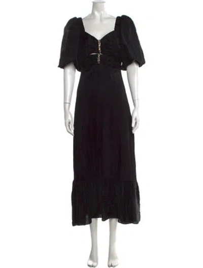 Pre-owned Sandro Silk Long Dress In Black