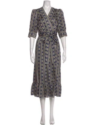 Pre-owned Sandro Silk Long Dress In Blue