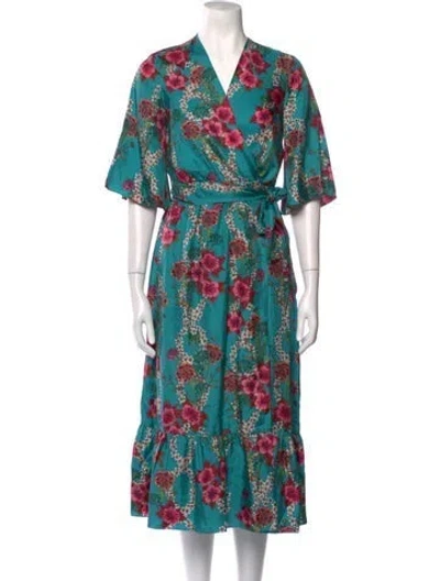 Pre-owned Sandro Silk Long Dress In Blue