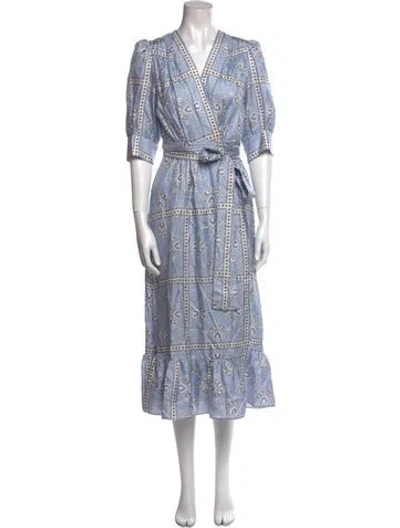 Pre-owned Sandro Silk Long Dress In Blue