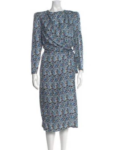Pre-owned Sandro Silk Long Dress In Blue