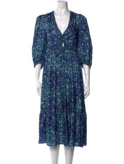Pre-owned Sandro Silk Long Dress In Blue