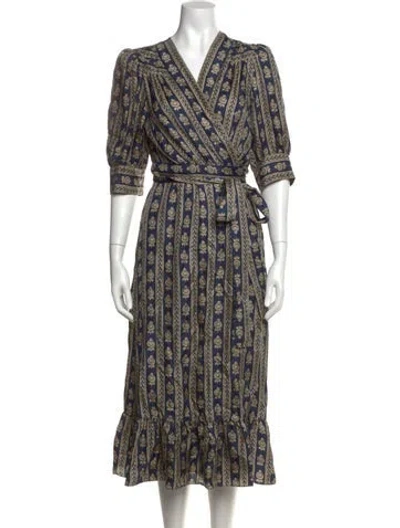 Pre-owned Sandro Silk Long Dress In Blue