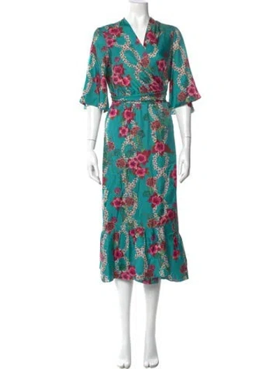 Pre-owned Sandro Silk Long Dress In Green