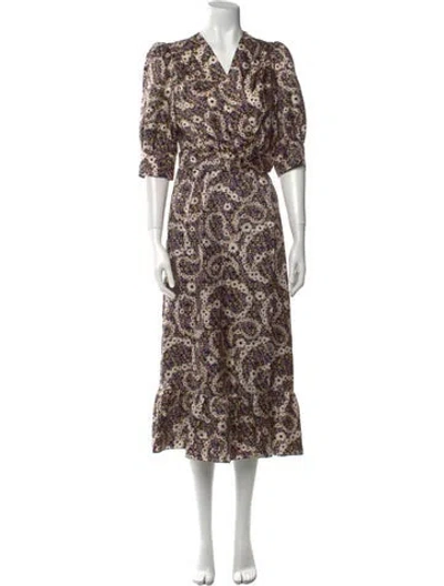 Pre-owned Sandro Silk Long Dress In Neutral