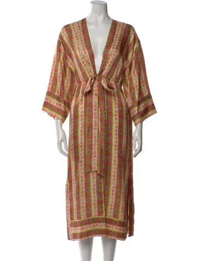 Pre-owned Sandro Silk Long Dress In Neutral