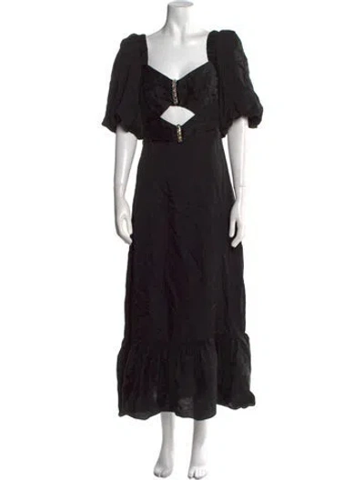 Pre-owned Sandro Silk Long Dress W/ Tags In Black