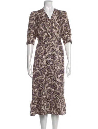 Pre-owned Sandro Silk Long Dress In Yellow