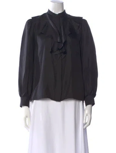 Pre-owned Sandro Silk Long Sleeve Blouse In Black