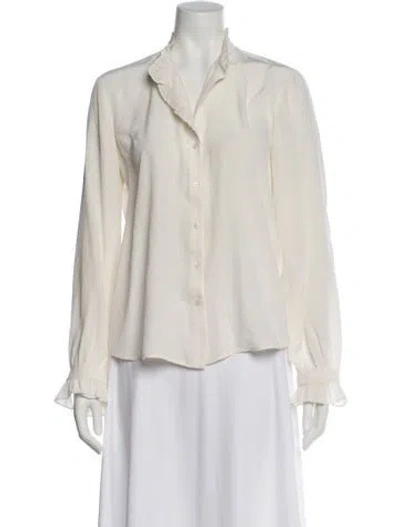 Pre-owned Sandro Silk Long Sleeve Blouse In Neutral