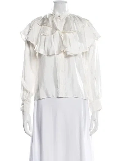 Pre-owned Sandro Silk Long Sleeve Blouse In Neutral