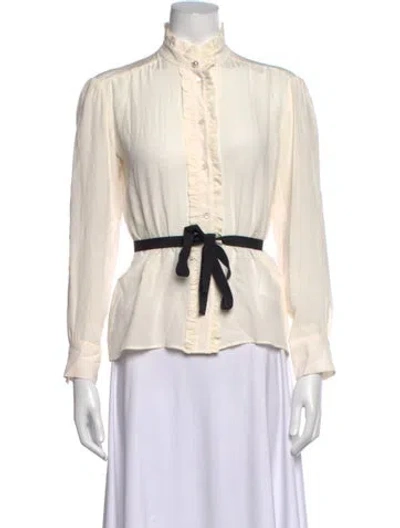 Pre-owned Sandro Silk Long Sleeve Blouse In Neutrals