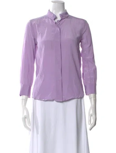Pre-owned Sandro Silk Long Sleeve Blouse In Purple