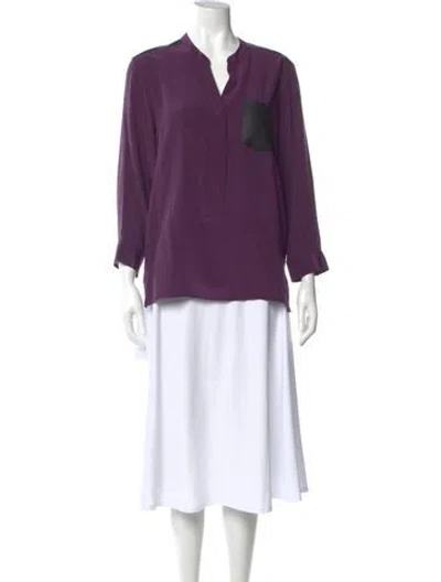 Pre-owned Sandro Silk Long Sleeve Blouse In Purple