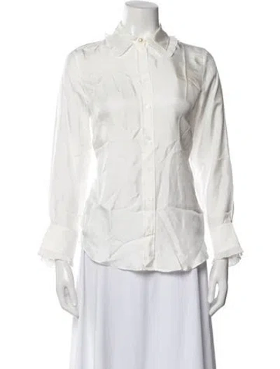 Pre-owned Sandro Silk Long Sleeve Blouse W/ Tags In White