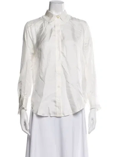 Pre-owned Sandro Silk Long Sleeve Blouse In White