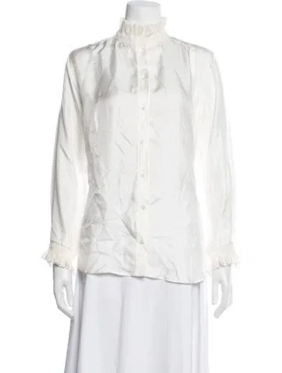 Pre-owned Sandro Silk Long Sleeve Blouse In White