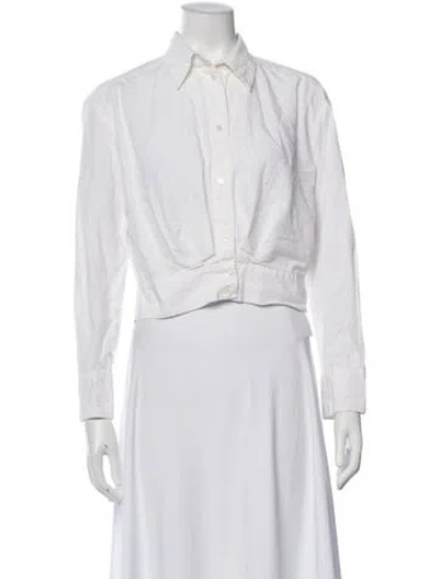 Pre-owned Sandro Silk Long Sleeve Button-up Top In White