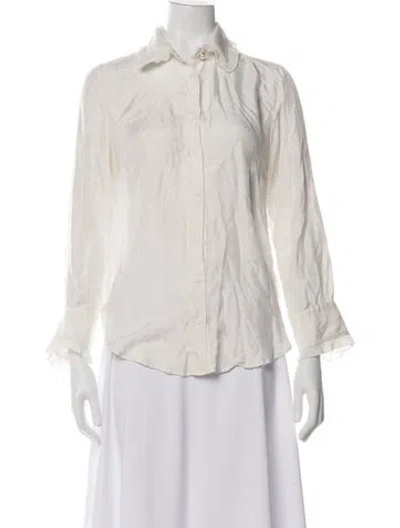 Pre-owned Sandro Silk Long Sleeve Top In Neutral