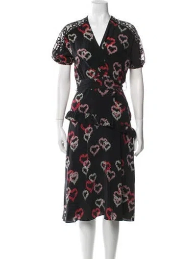 Pre-owned Sandro Silk Midi Length Dress In Black