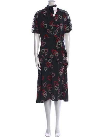 Pre-owned Sandro Silk Midi Length Dress In Black