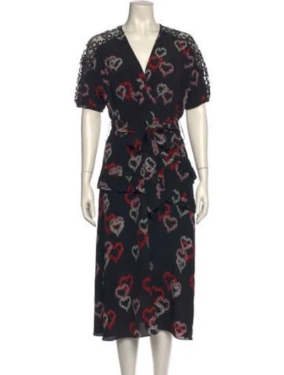Pre-owned Sandro Silk Midi Length Dress In Black