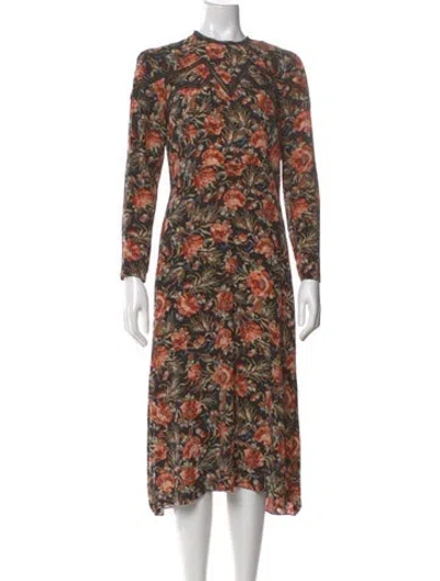 Pre-owned Sandro Silk Midi Length Dress In Black