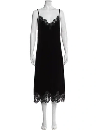 Pre-owned Sandro Silk Midi Length Dress In Black