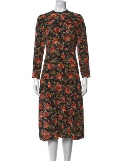 Pre-owned Sandro Silk Midi Length Dress In Black