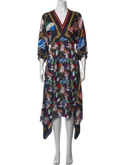 Pre-owned Sandro Silk Midi Length Dress In Black