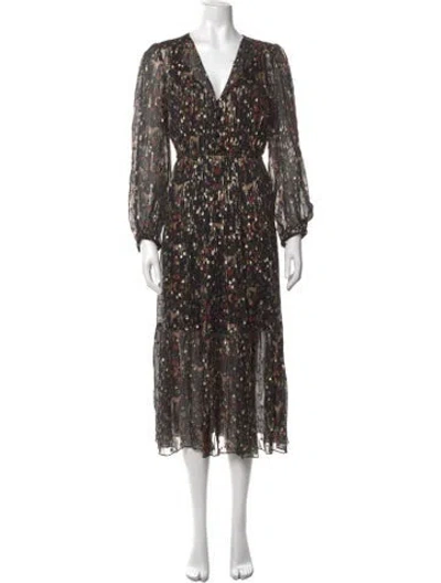 Pre-owned Sandro Silk Midi Length Dress In Black/metallic