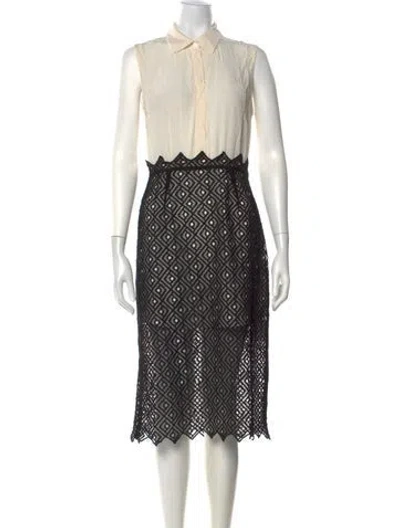 Pre-owned Sandro Silk Midi Length Dress In Black/white