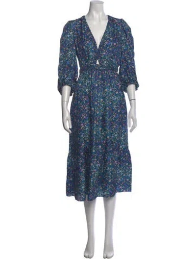 Pre-owned Sandro Silk Midi Length Dress In Blue