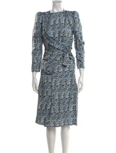 Pre-owned Sandro Silk Midi Length Dress In Blue