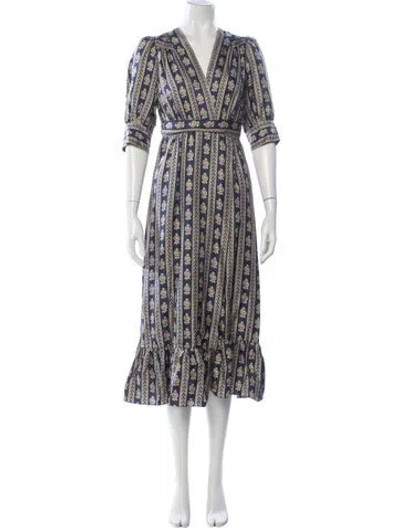 Pre-owned Sandro Silk Midi Length Dress In Blue