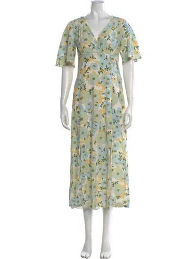 Pre-owned Sandro Silk Midi Length Dress In Blue