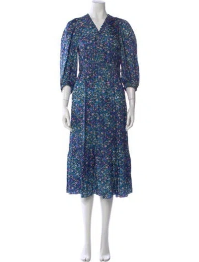 Pre-owned Sandro Silk Midi Length Dress In Blue